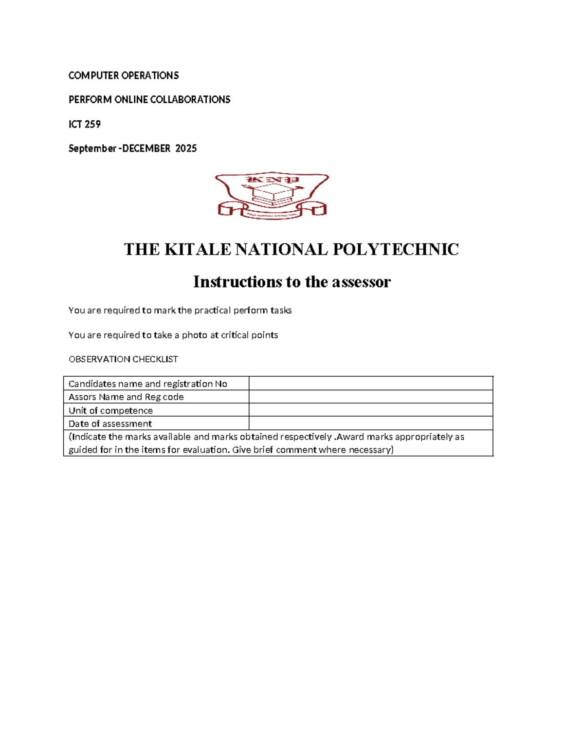 ICT 259 Practical Assessment: Manage Computer Software Checklists - Studocu