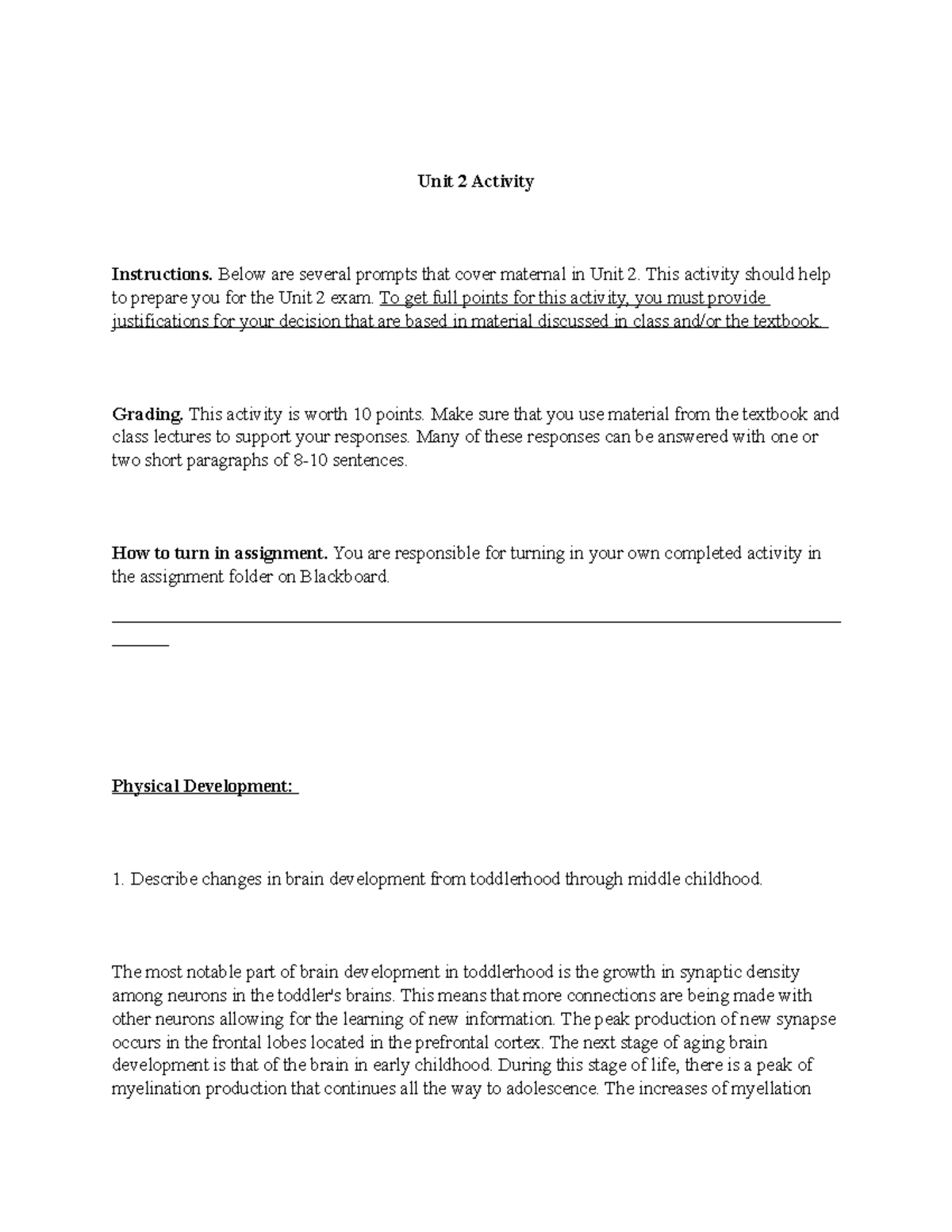 Unit 2 Activity: Exploring Maternal and Child Development Concepts ...