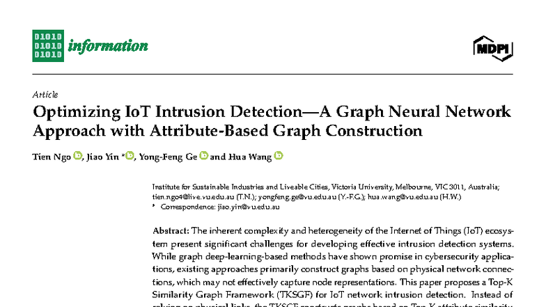 Optimizing IoT Intrusion Detection with Graph Neural Networks (INFO-16 ...