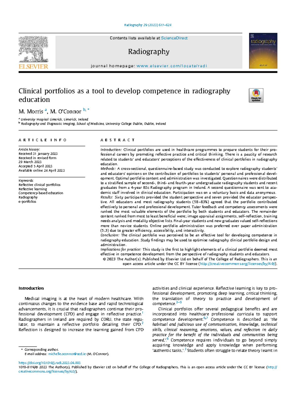 Clinical Portfolios in Radiography Education: Competence Development ...