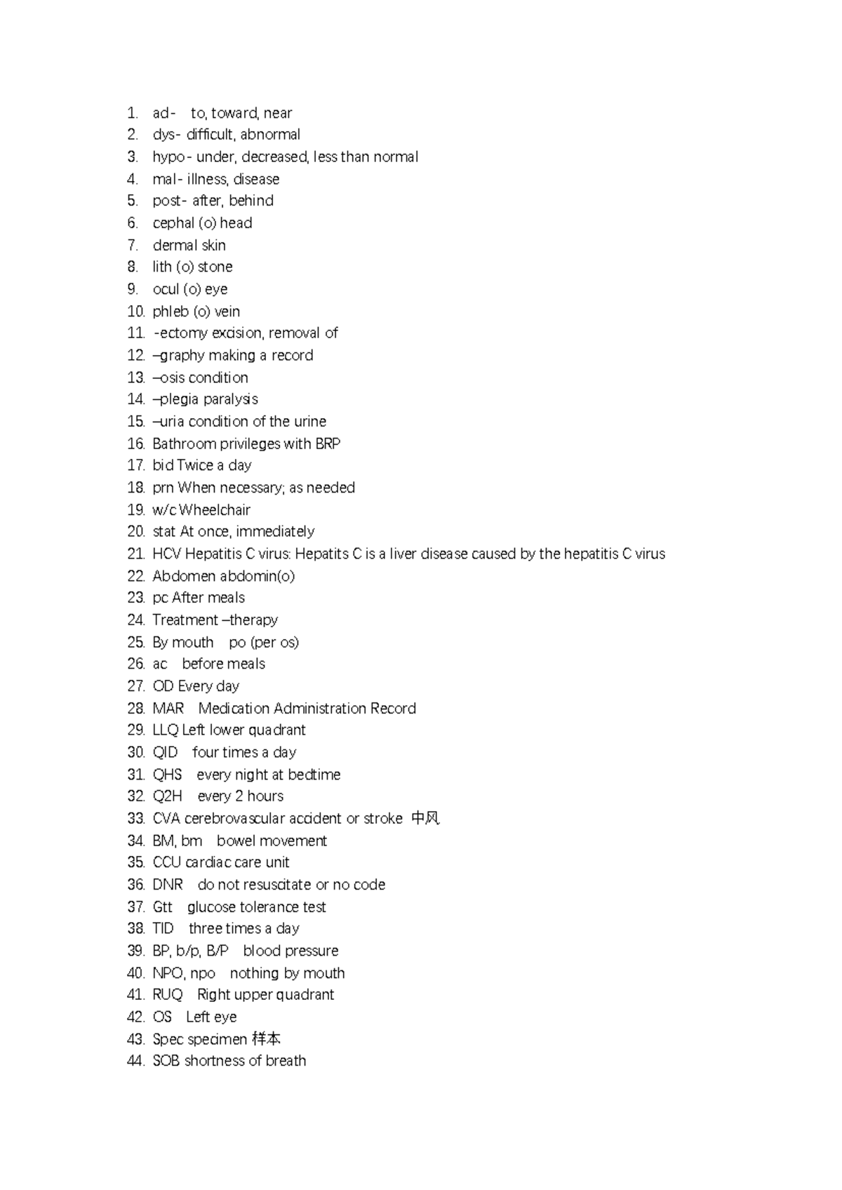Medical Terminology Study Guide for Health Science 101 - Studocu