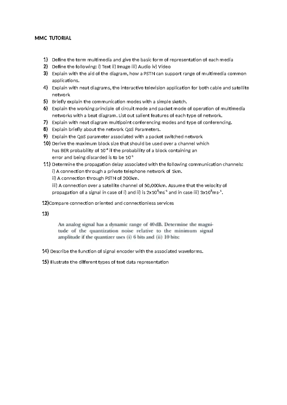 MMC TUT1 - Multimedia Communication Concepts and Applications - Studocu