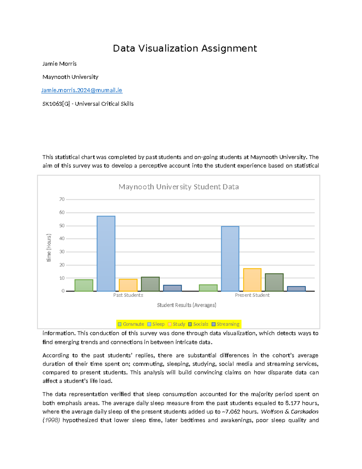 Data Visualization Assignment 1 (SK1063[G]) - Student Sleep Study - Studocu