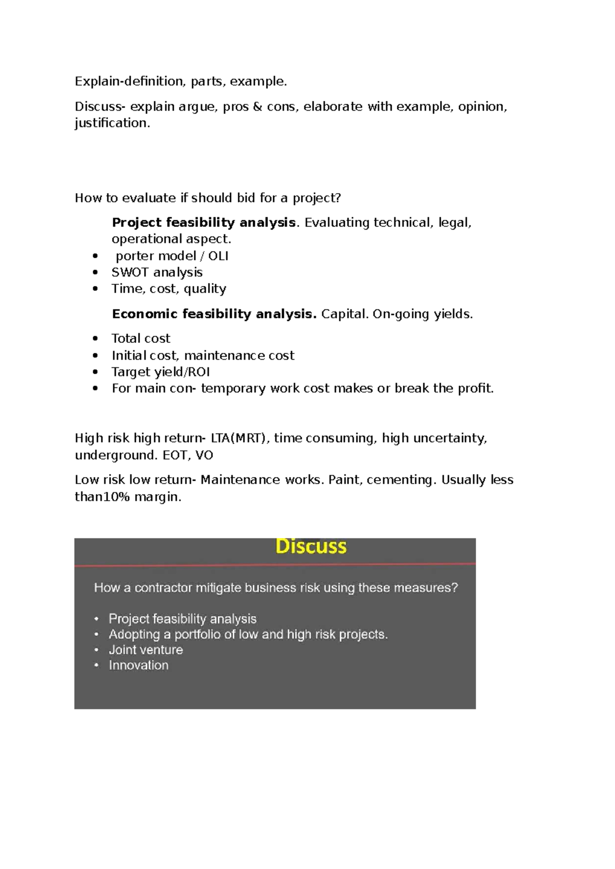 Business Risk and Theory of the Firm: Project Feasibility Analysis ...