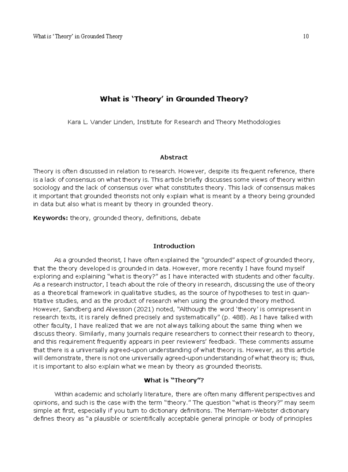 Grounded Theory and Its Conceptualization in Research (2022) - Studocu