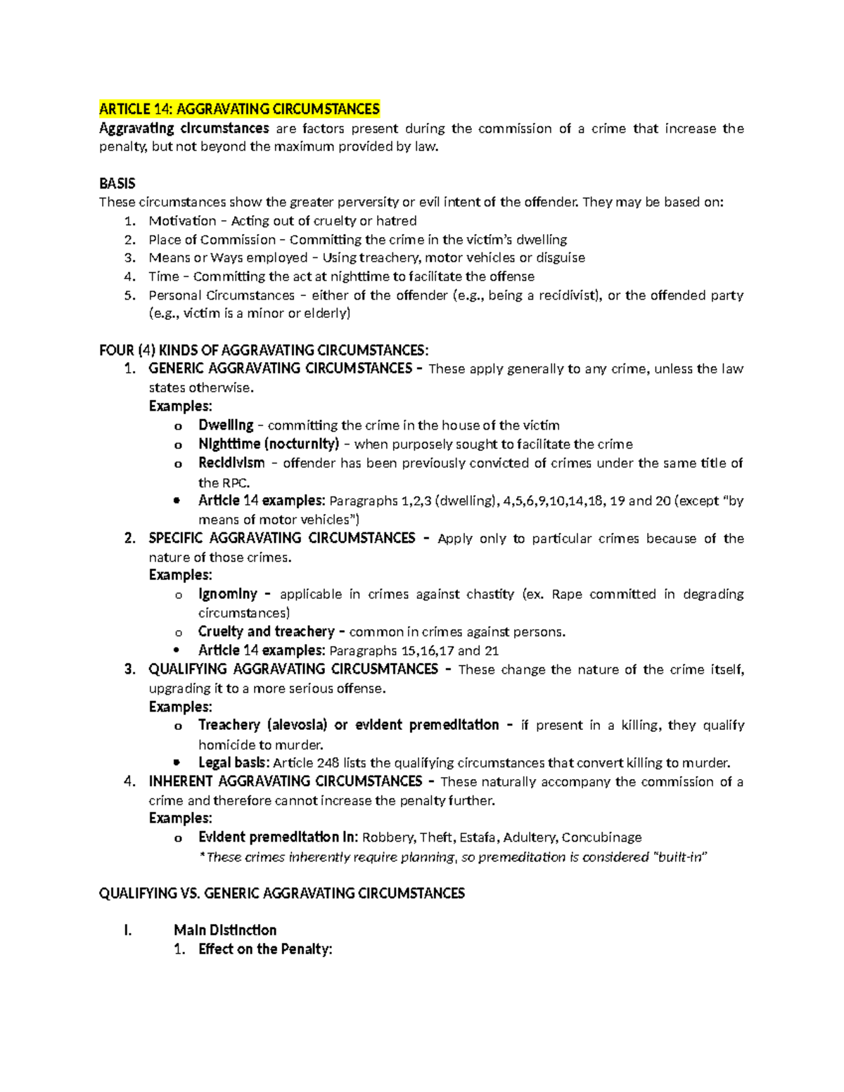Article 14: Aggravating Circumstances - Comprehensive Review Guide ...