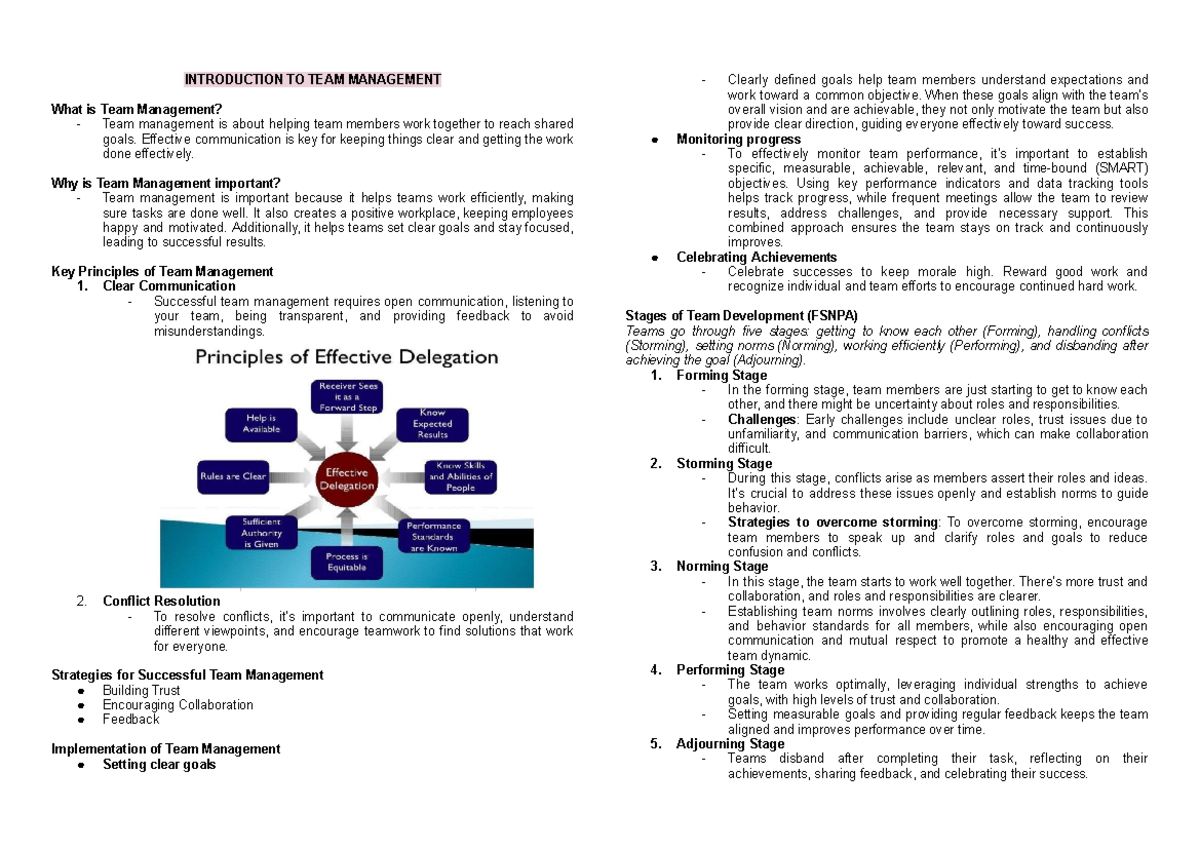 Reviewer - Team Management - INTRODUCTION TO TEAM MANAGEMENT What is ...