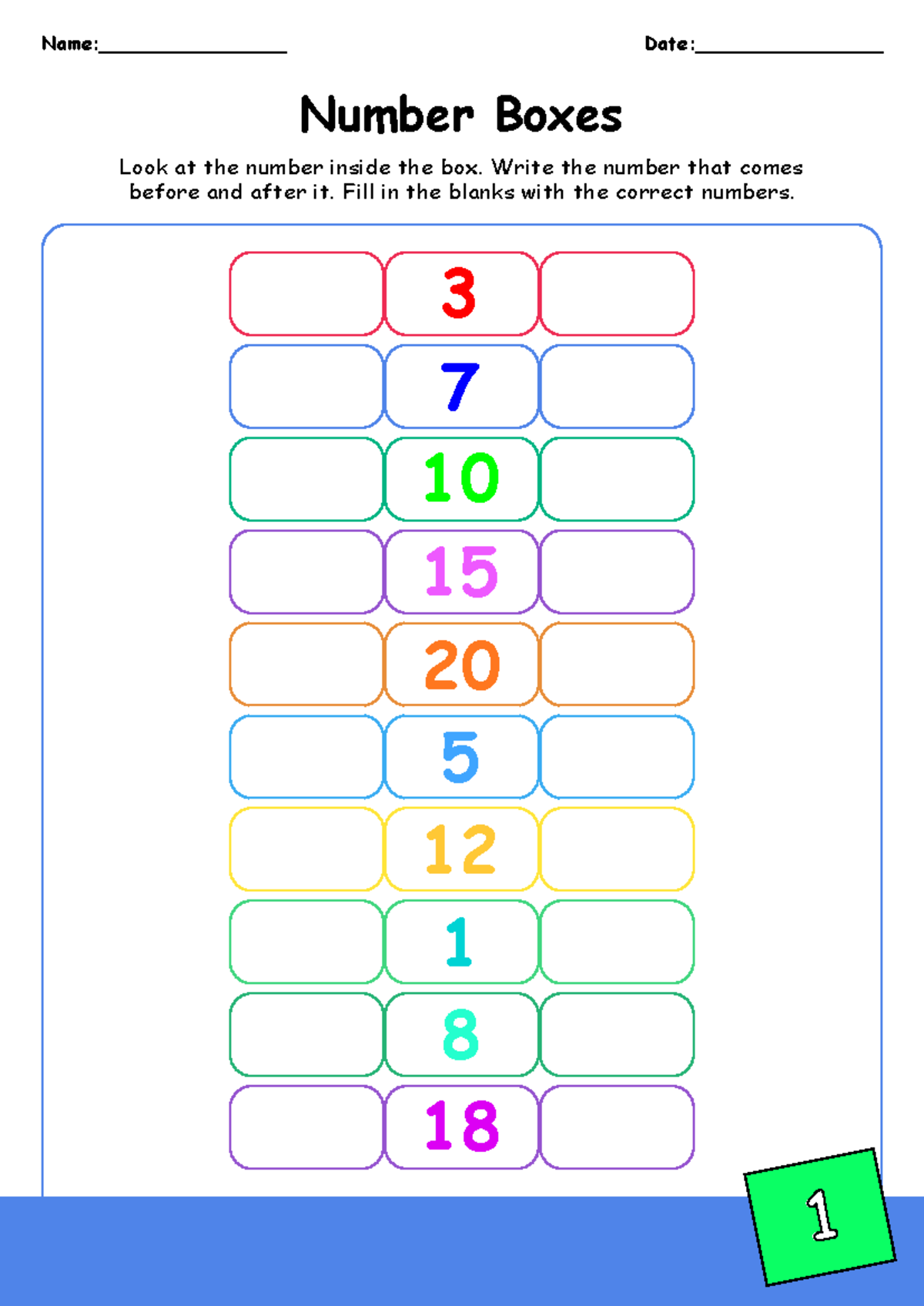 Find the Before and After Number - Kindergarten Worksheet - Look at the ...