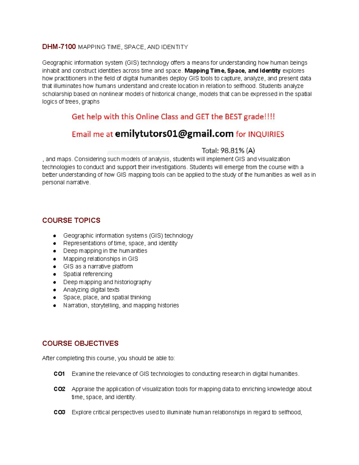 DHM-7100 Final Exam: Mapping Time, Space, and Identity in GIS - Studocu