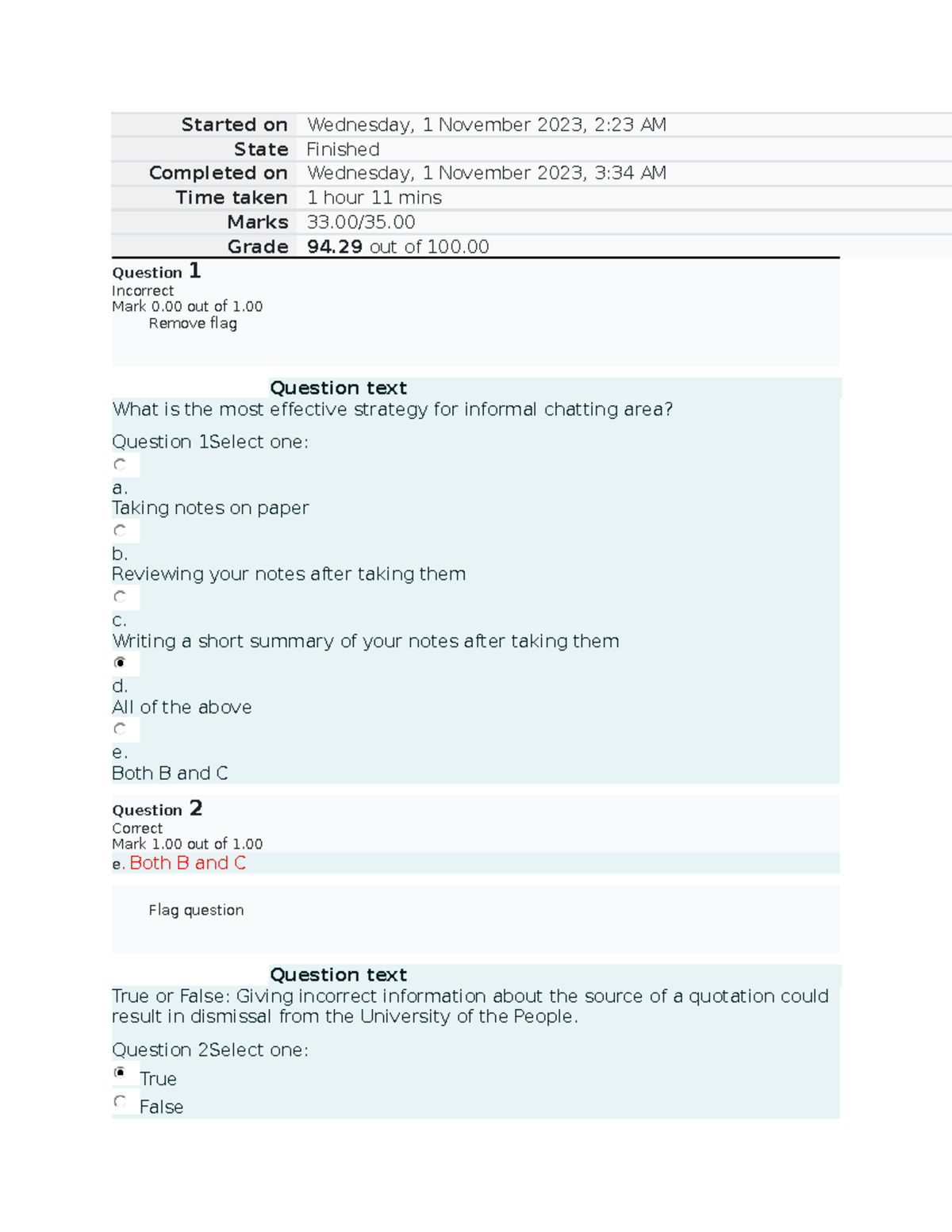 Final Exam Quiz 1 - Practice Questions and Feedback - Studocu