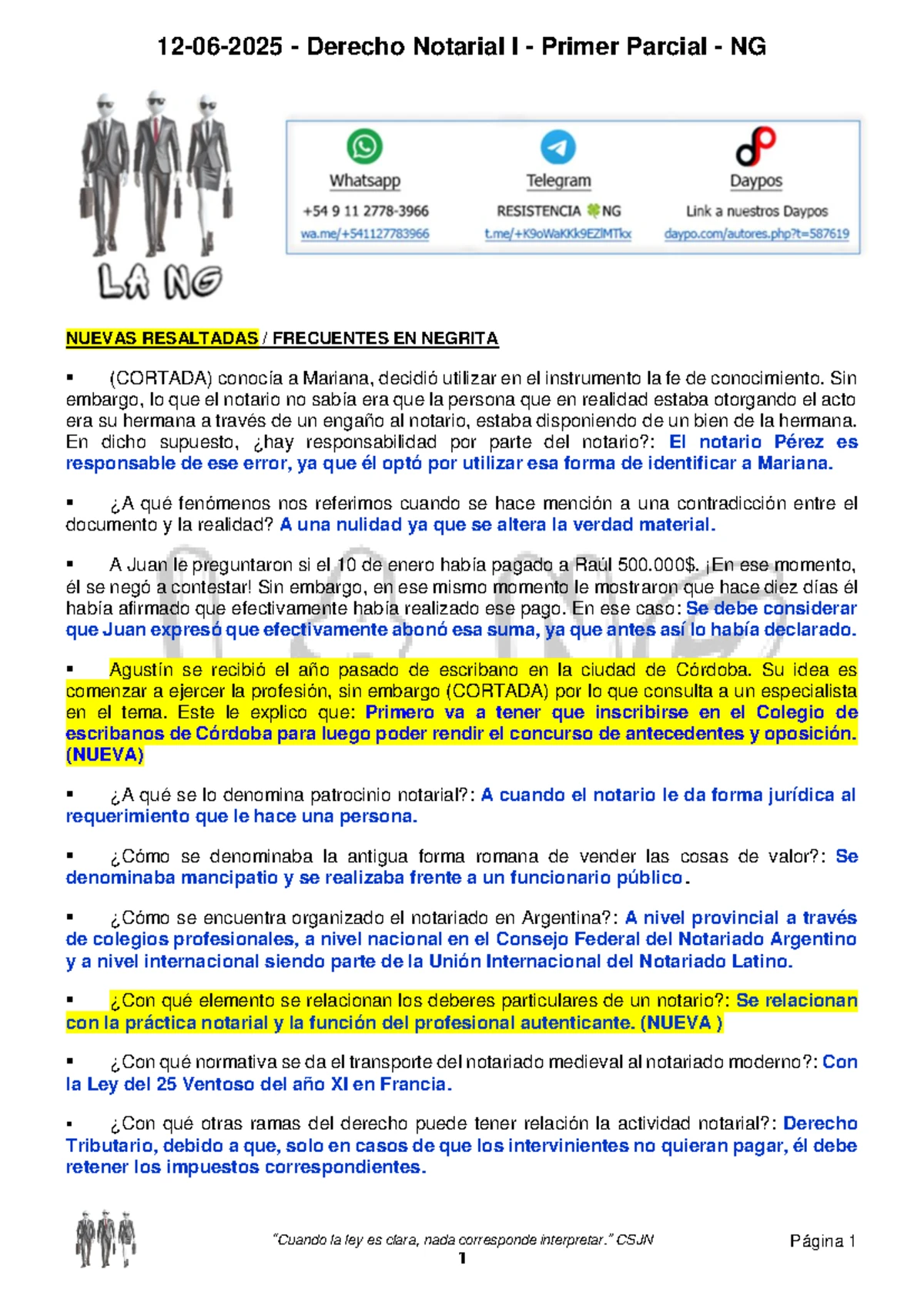 Derecho Notarial - 1er Parcial: Conceptos y Principales Normas - Studocu