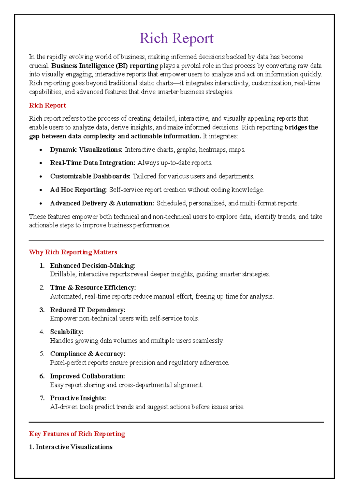 Rich Reporting: Transforming Data into Actionable Insights - Studocu
