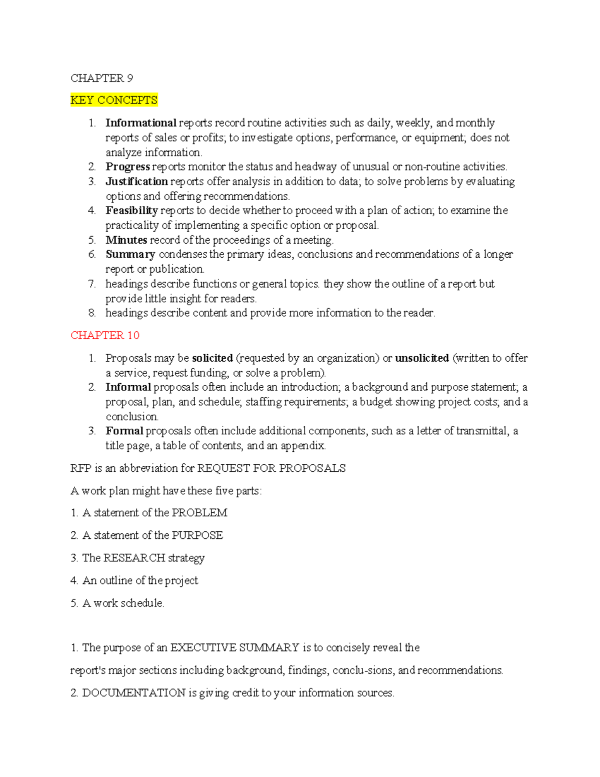 Business Report Structures and Formats: Insights from Chapters 9-13 ...