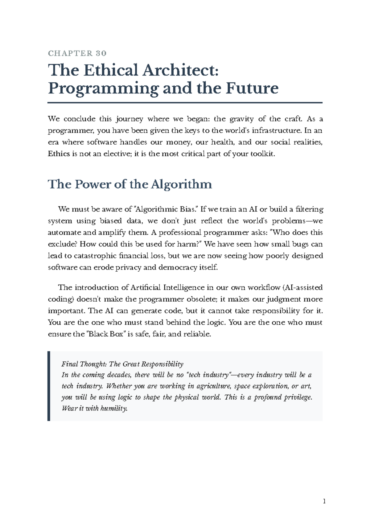 CHAPTER 30: The Ethical Architect and the Future of Programming - Studocu