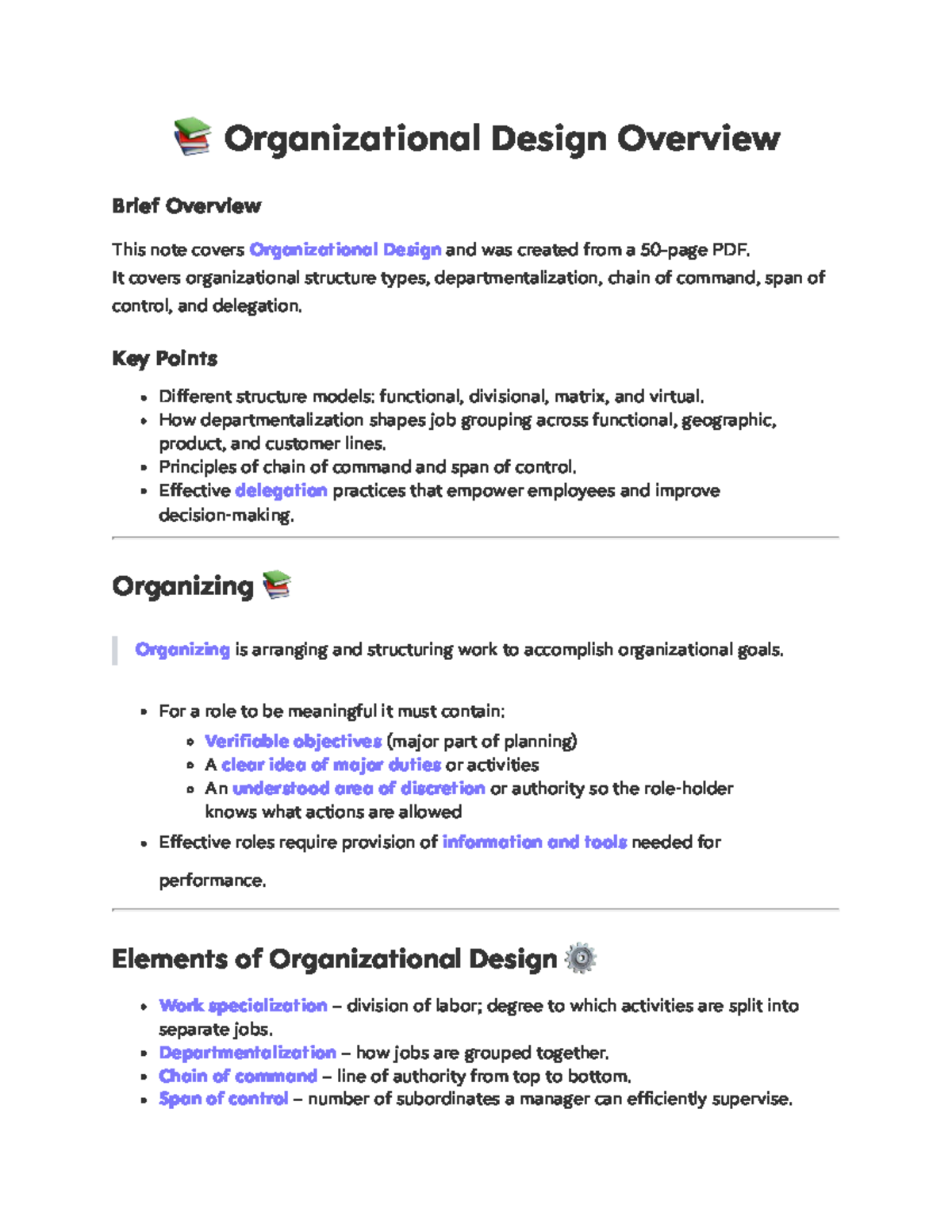 Chp 6. Organizing - Key Concepts for Exam Prep - Studocu