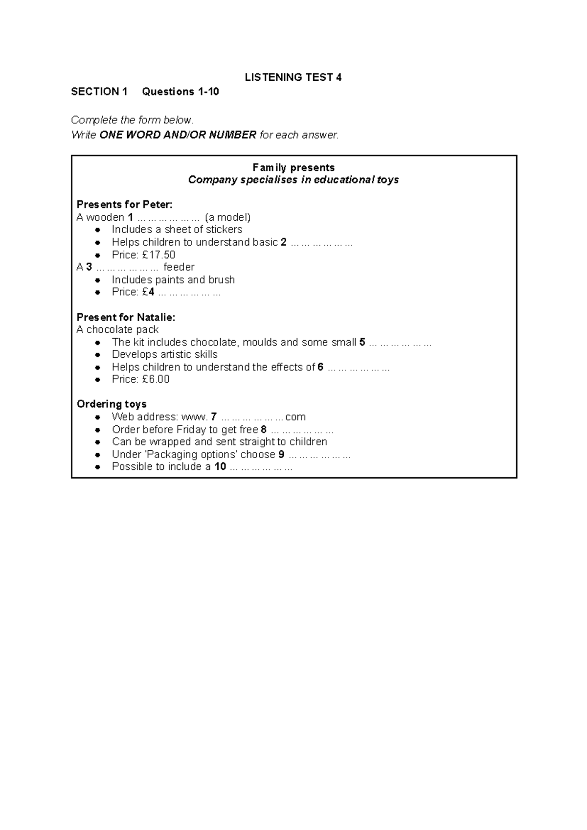 VOL 7 TEST 4 - Listening Test Questions and Answers - Studocu