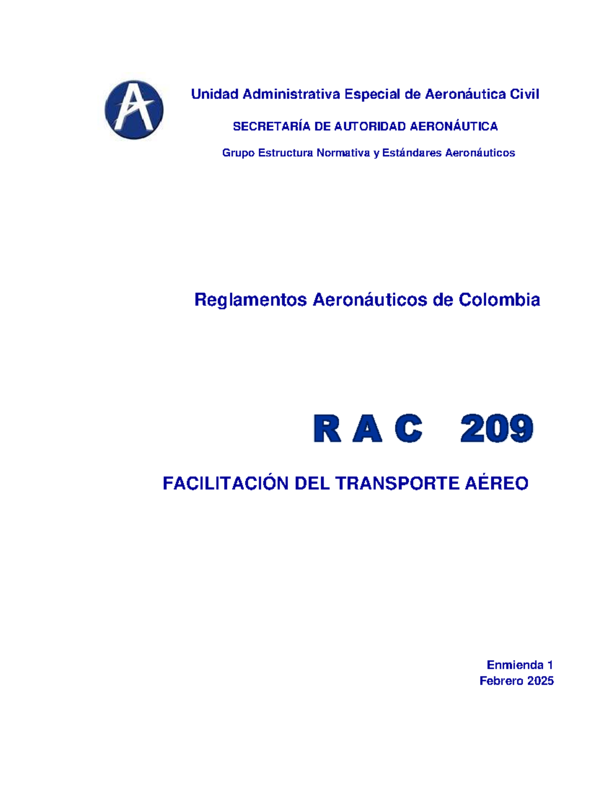 RAC 209 - Facilitación del Transporte Aéreo en Colombia - Studocu