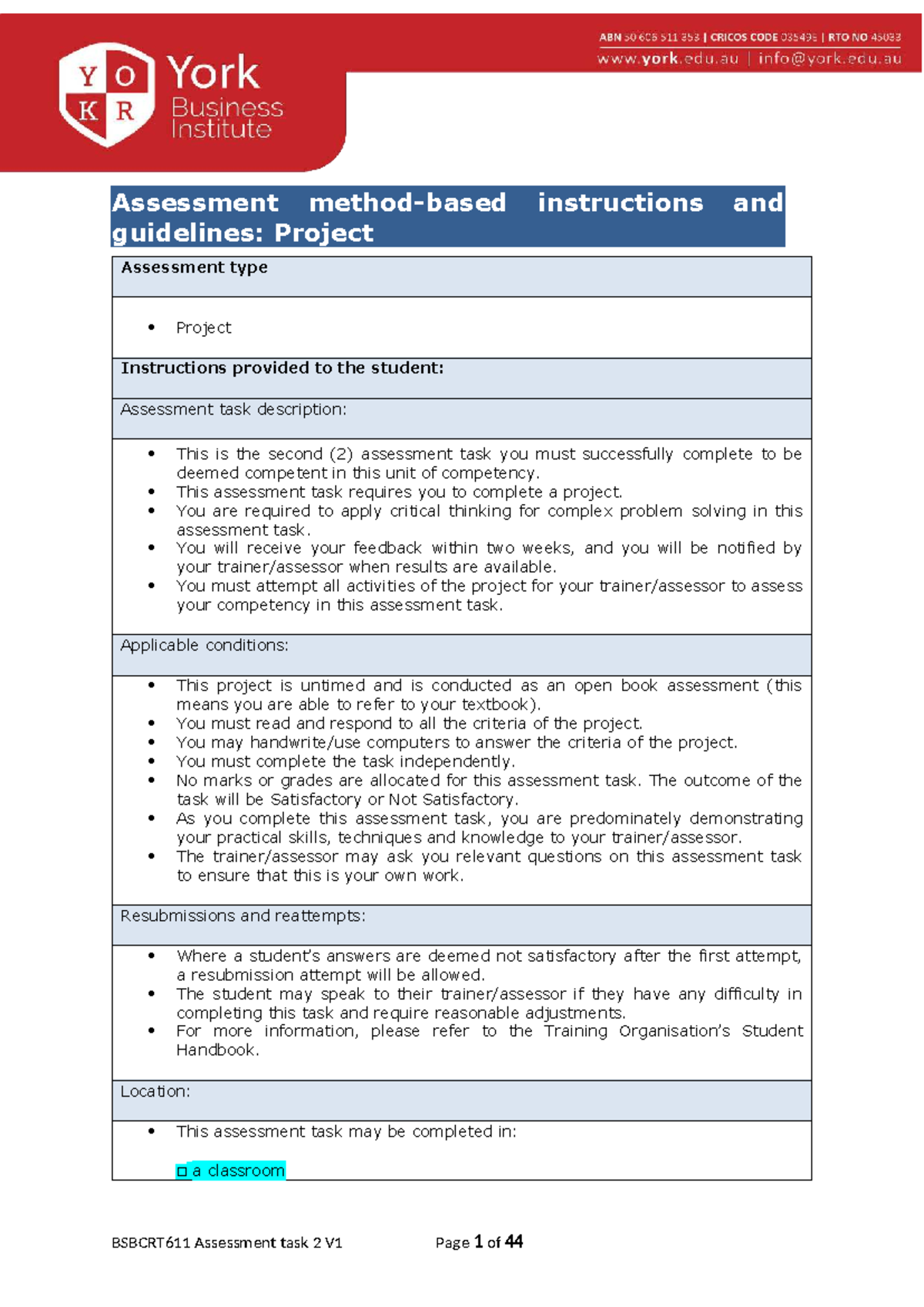 BSBCRT611 Assessment Task 2: Project Guidelines for Complex Problem ...