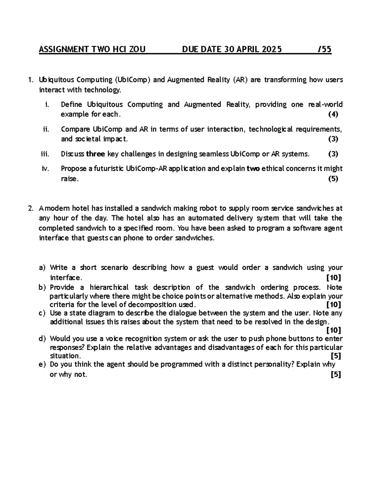 Assignment 2: HCI ZOU - Ubiquitous Computing & AR Challenges and ...