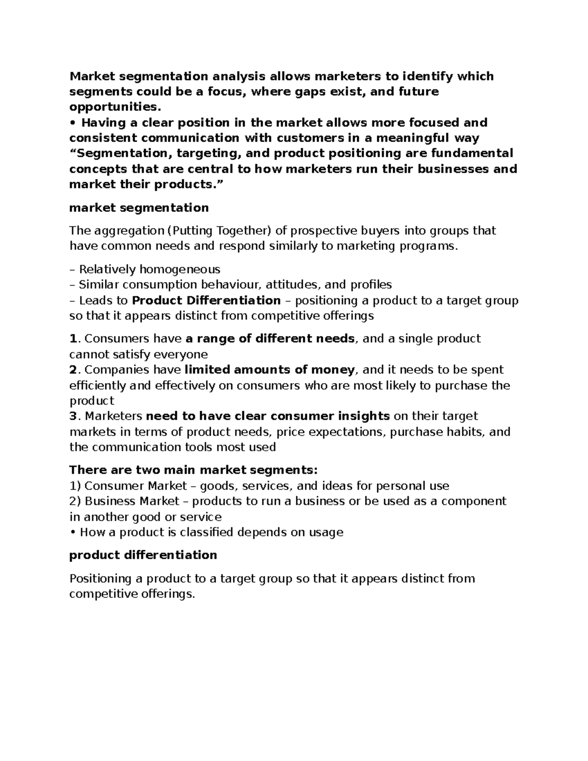 Marketing Chapter 6 Notes: Market Segmentation & Positioning Strategies ...