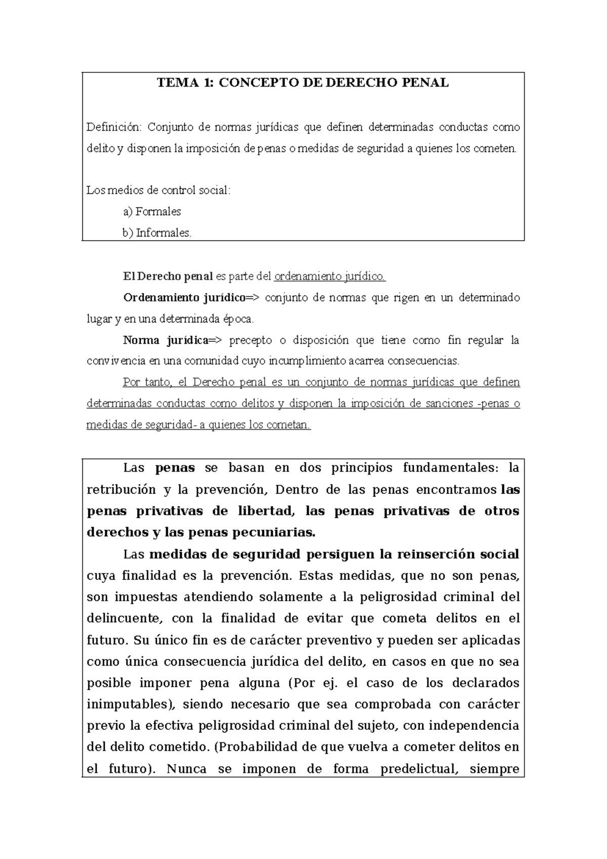 TEMA 1: CONCEPTO Y FUNCIÓN DEL DERECHO PENAL EN LA SOCIEDAD - Studocu
