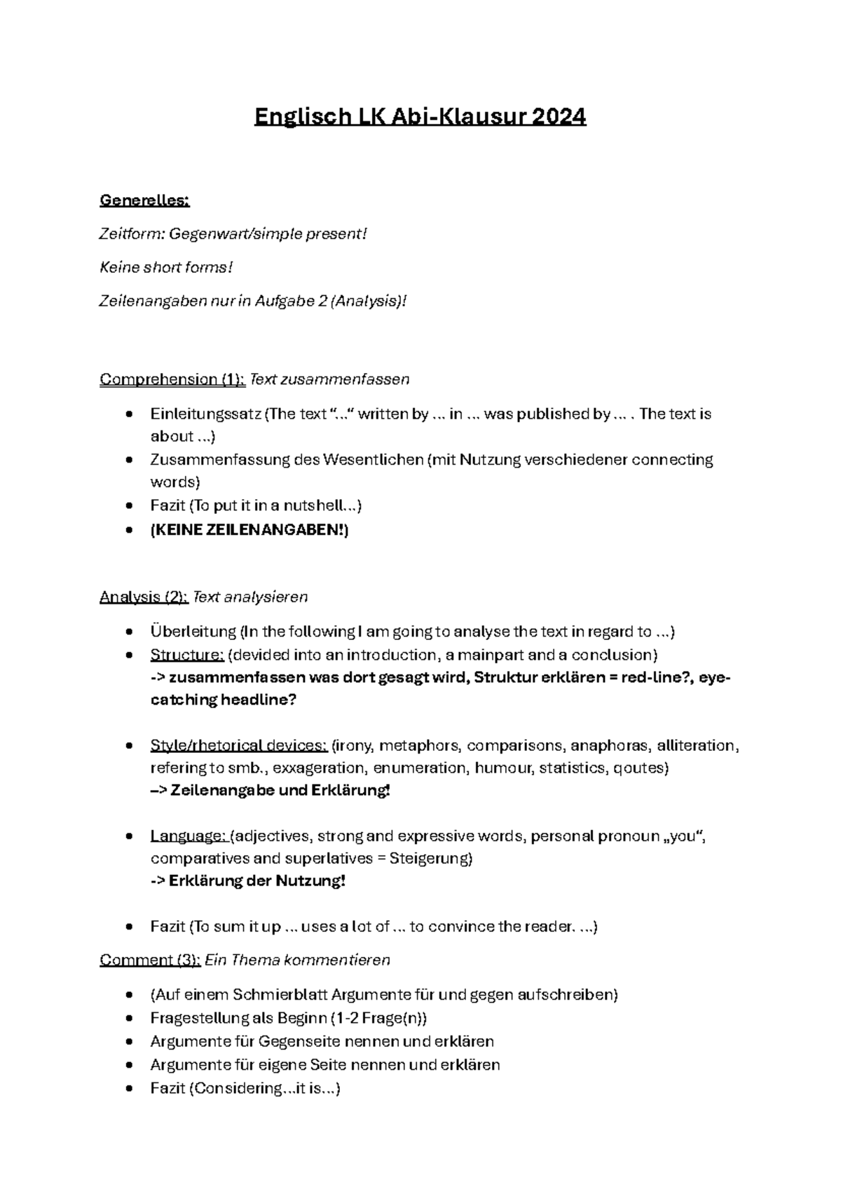 Englisch LK Abi 2024: Globalization, Monarchy & Text Analysis Guide ...
