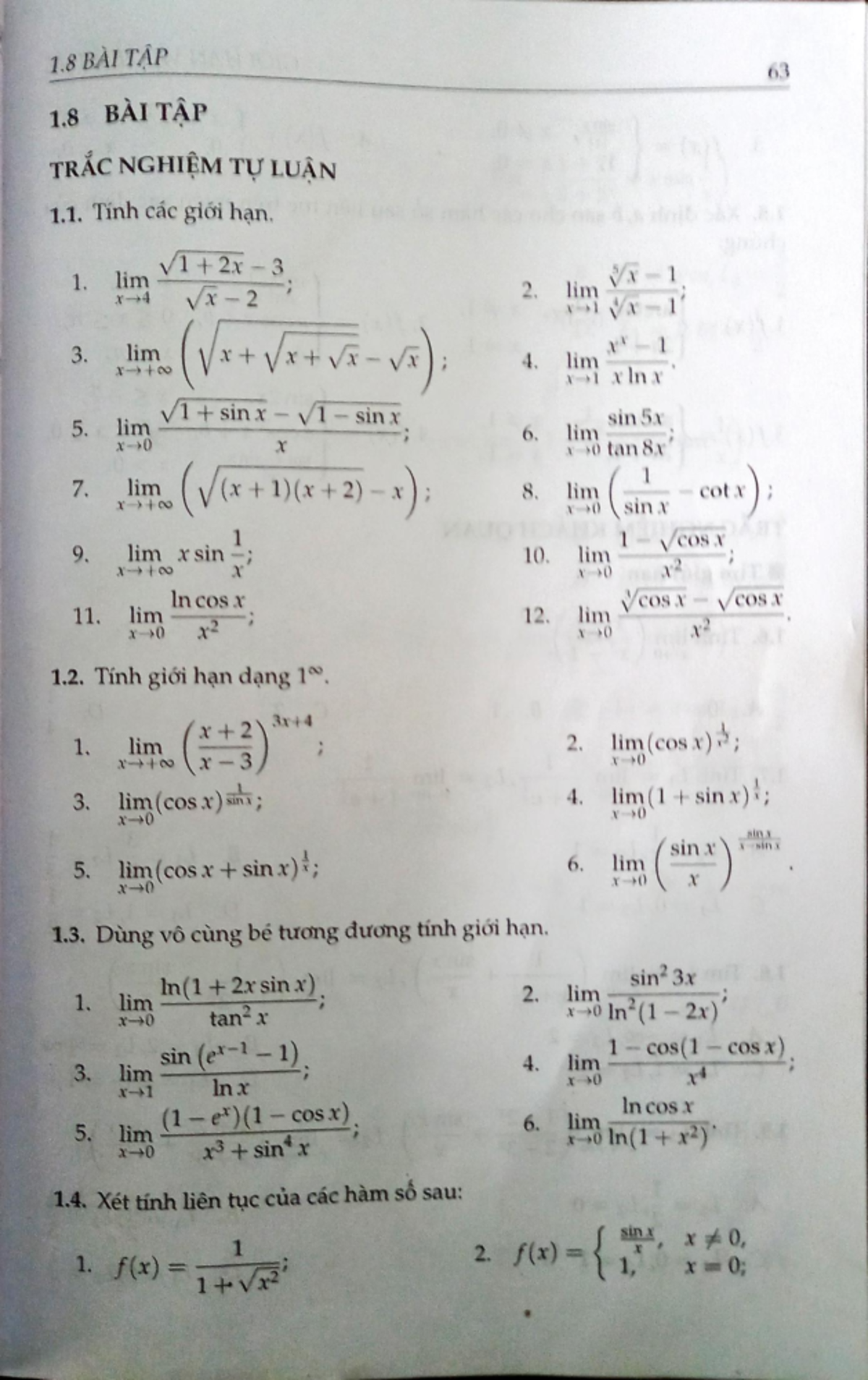 Toán CC1 Bài tập - toán cao cấp 1 trường đại học công nghiệp thành phố ...
