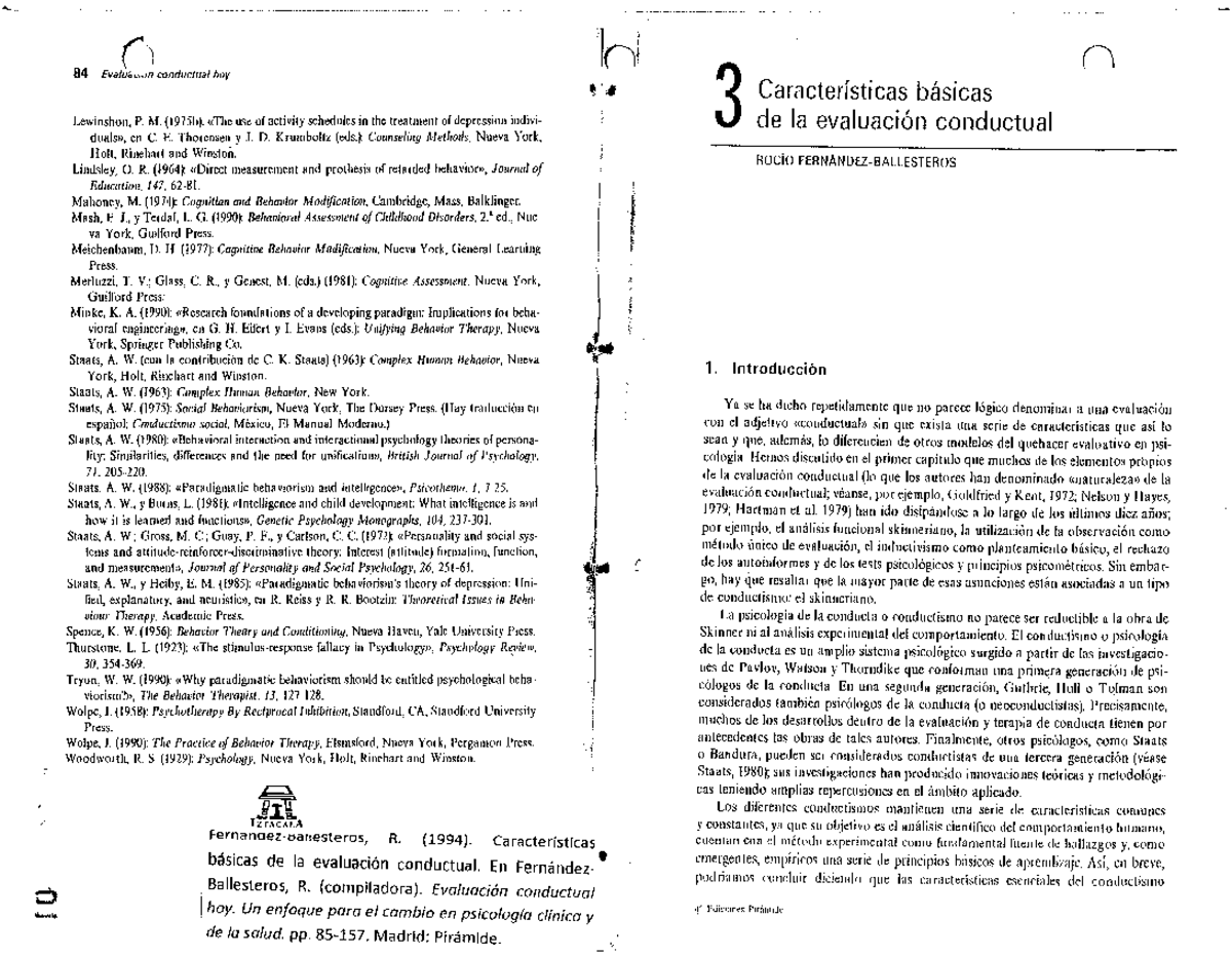 Evaluación Conductual Hoy: Características y Aplicaciones (PSY 101) - Document Preview