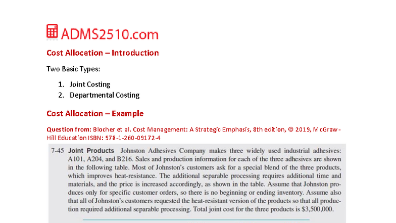 Cost Allocation Basics: Joint & Departmental Costing Explained - Studocu