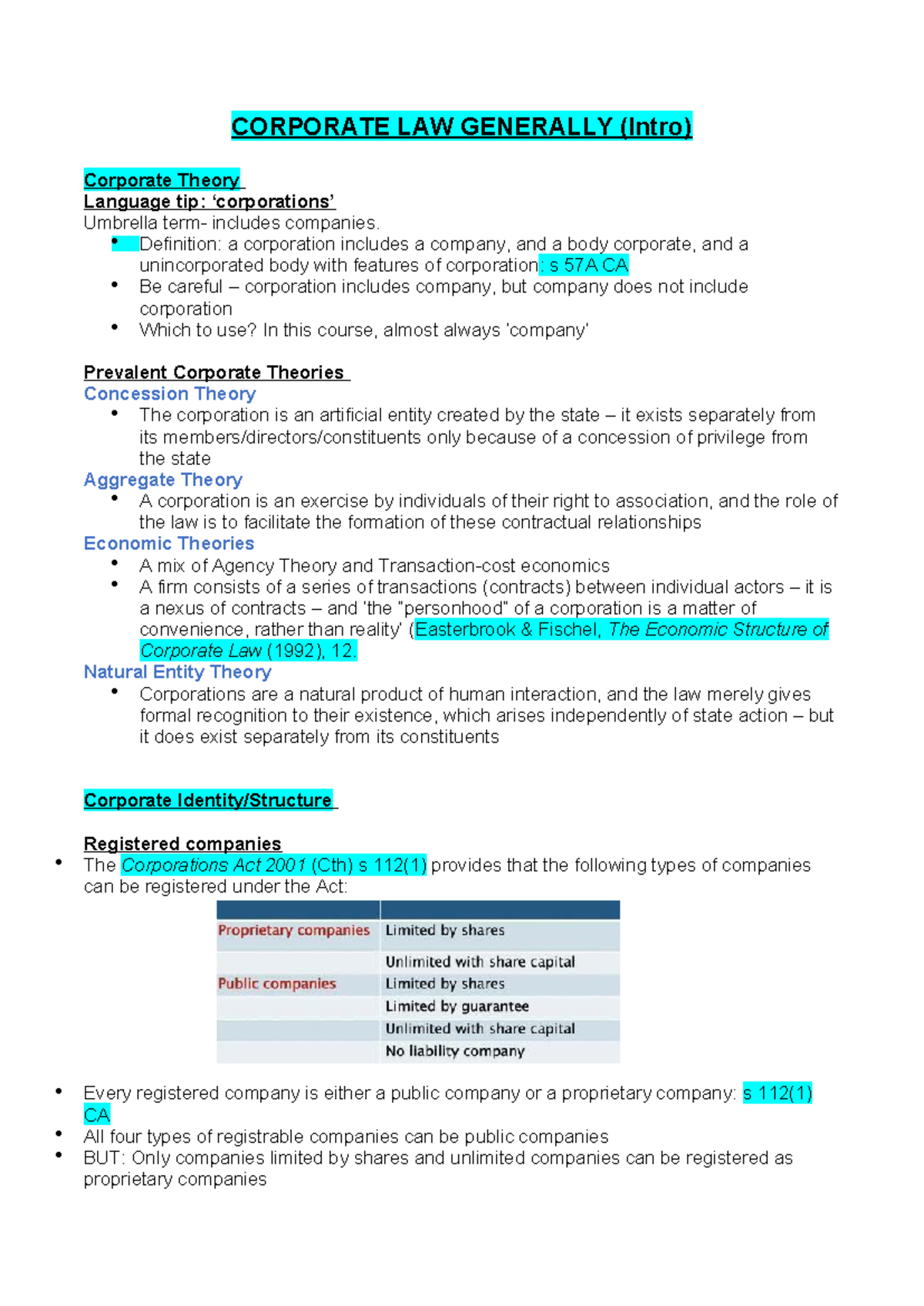 Corporate LAW Notes 2023: A Comprehensive Overview of Concepts and ...