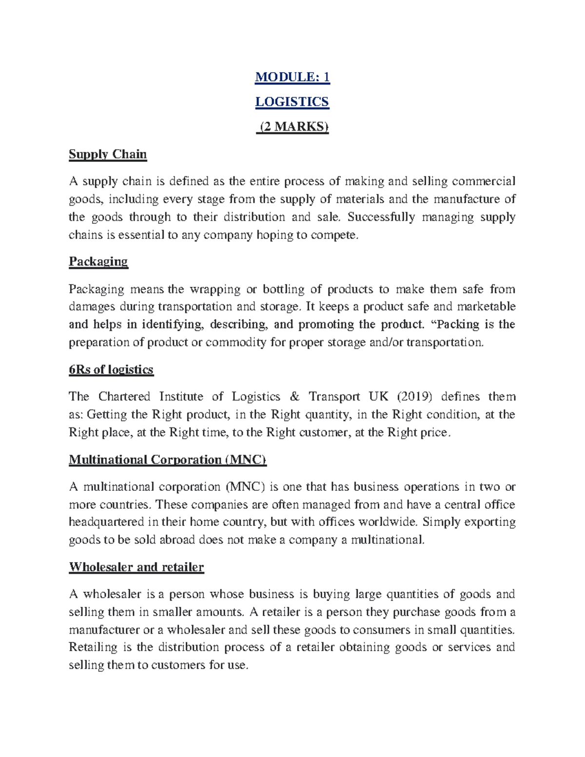 Logistics Management Notes: Key Concepts & Strategies for ILM Course ...