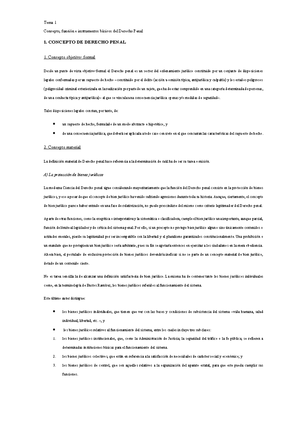 Tema 1: Concepto y función del Derecho Penal - Penal 1 - Studocu