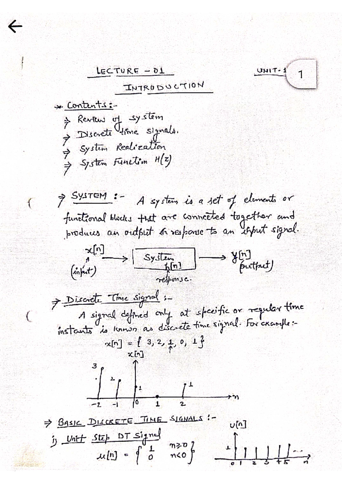 Unit 1 DSP - unit 1 - LECTURE 01 1 INTRODUCTION Review of system ...