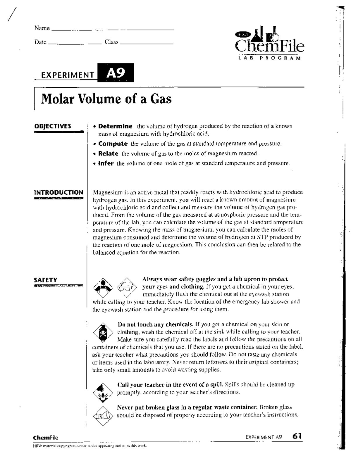 Lab Report: Molar Volume of Hydrogen Gas from Mg Reaction - CHEM 101 ...