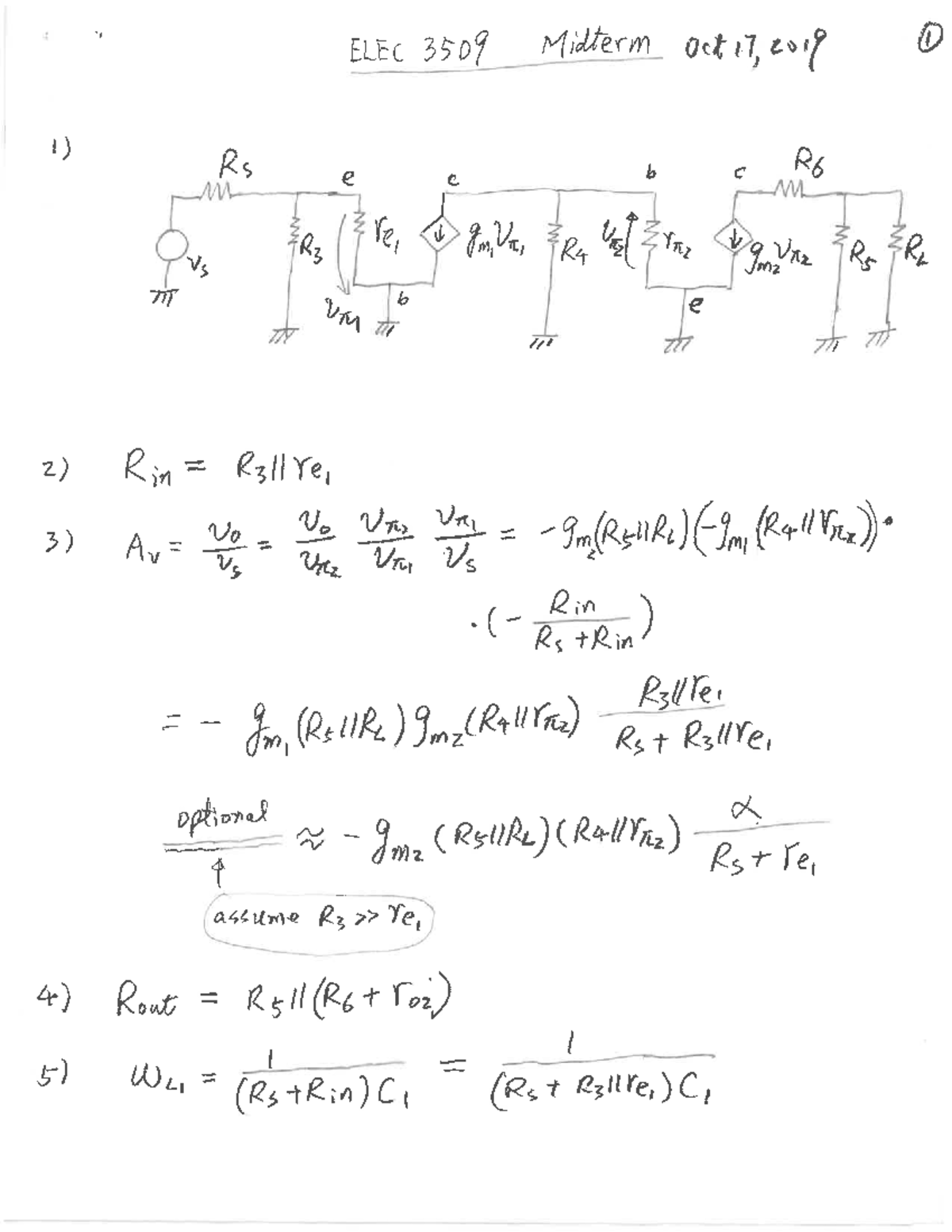 ELEC3509 Midterm Fall 2019 solution - ELEC 3509 Midterm Oct 17, 2019 1 ...