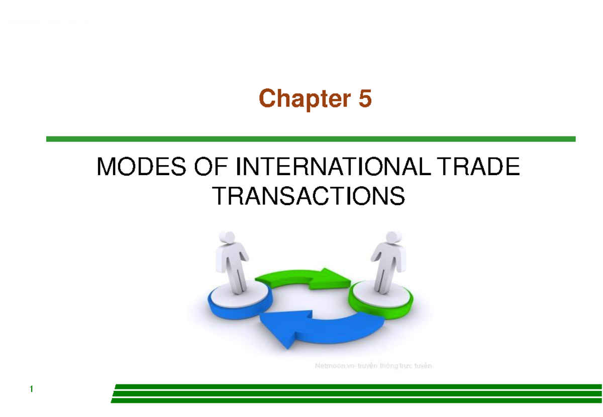 Chapter 5: Modes of International Trade Transactions - Overview and ...