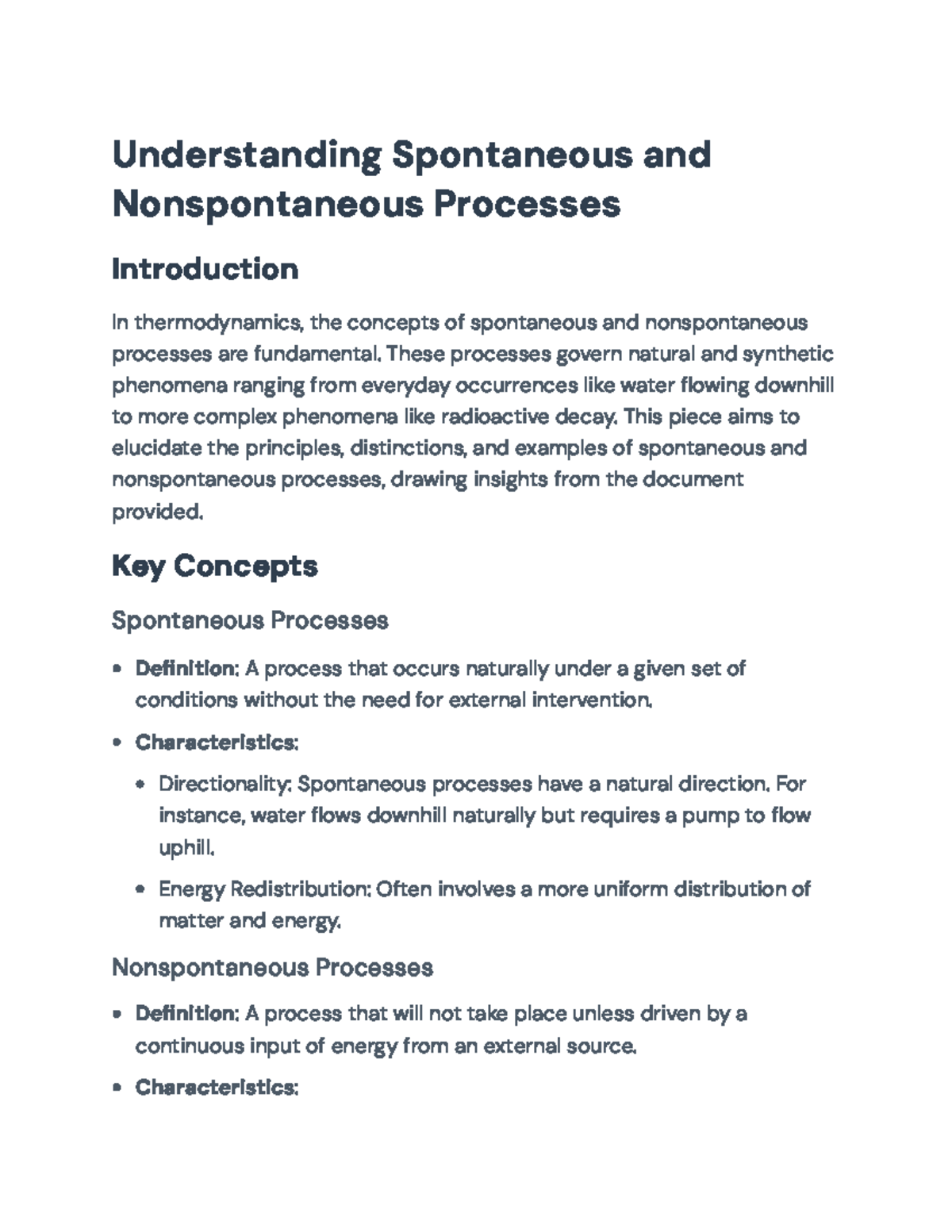 Understanding Spontaneous and Nonspontaneous Processes in ...