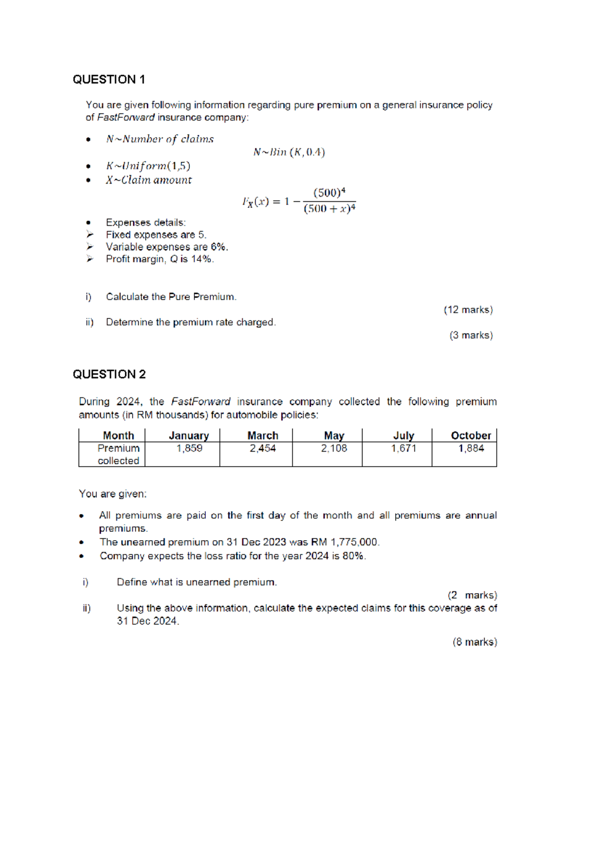 Exercise Chapter 4: Pure Premium & Premium Rate Calculations - Studocu