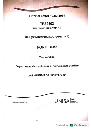 TPF2602/104/0 - Final Exam Teaching Practice Notes and Assignments