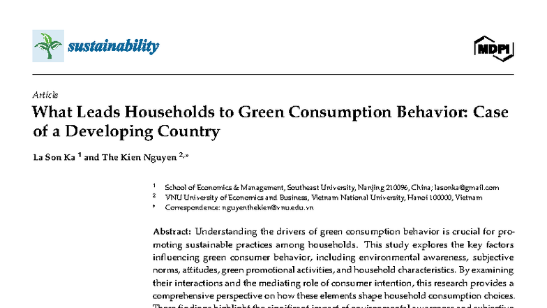 Sustainability 2025: Factors Influencing Green Consumption Behavior in ...