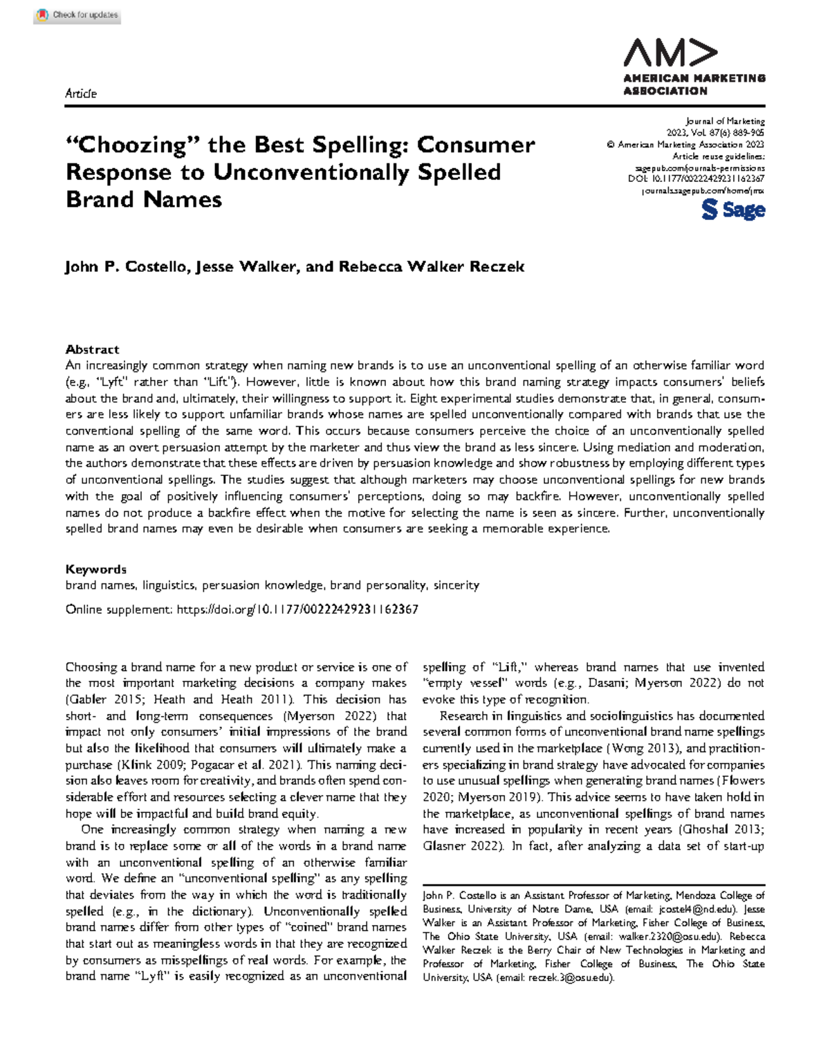 Consumer Responses to Unconventional Spellings in Brand Names - Studocu