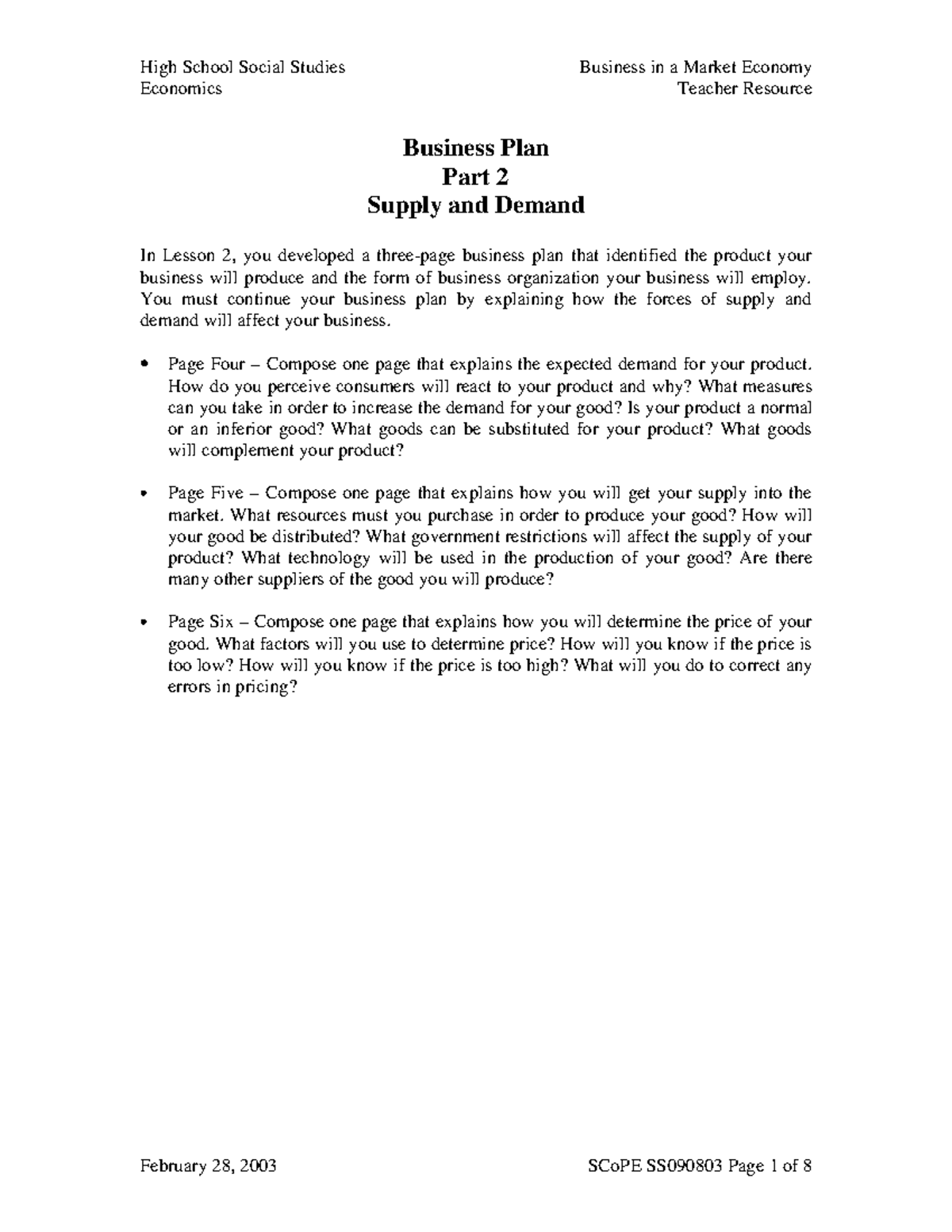 ECON 101: Supply and Demand Analysis for Business Plans - Studocu