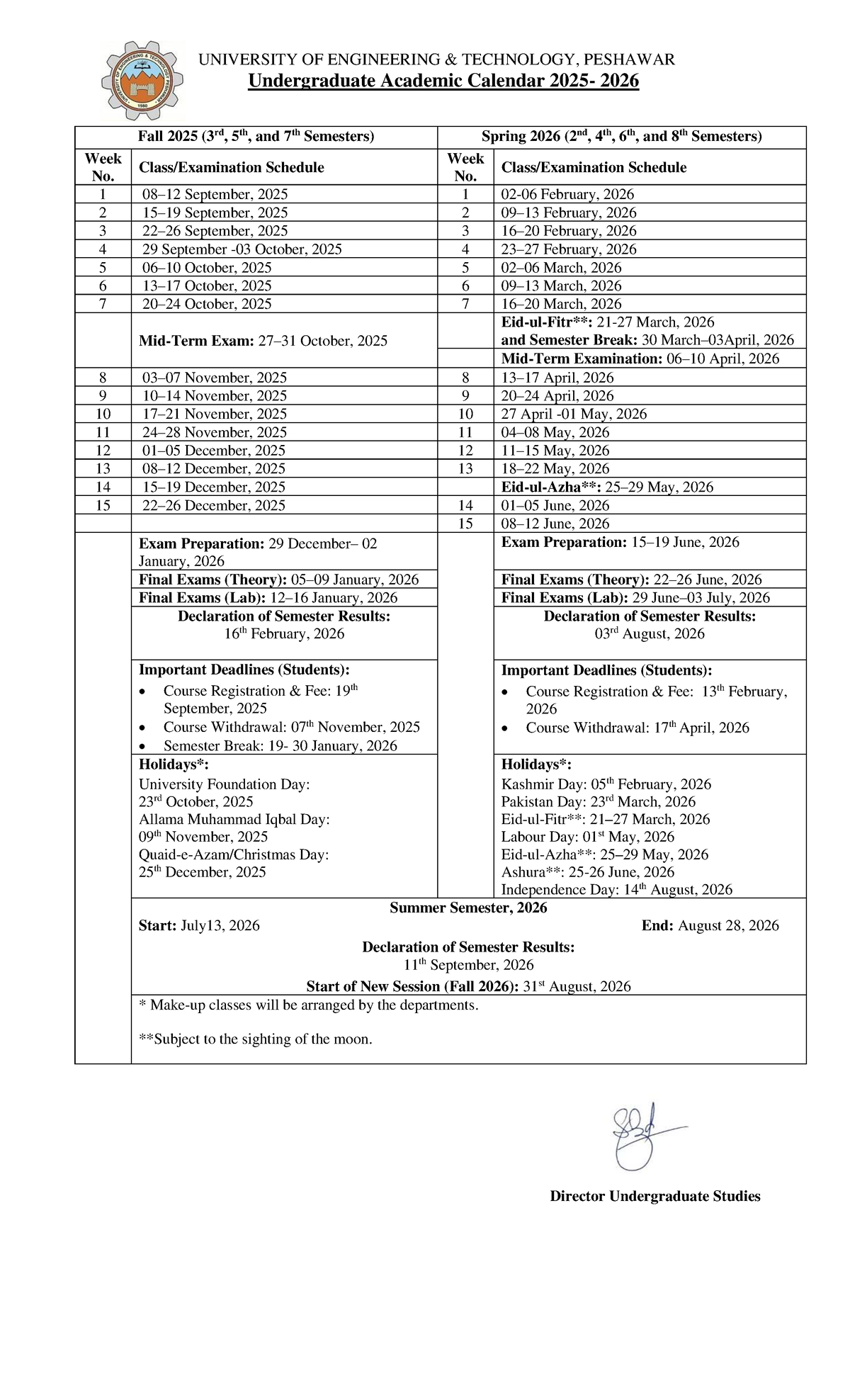 UG Academic Calendar 2025-26 for 3rd, 5th, & 7th Semesters - Studocu