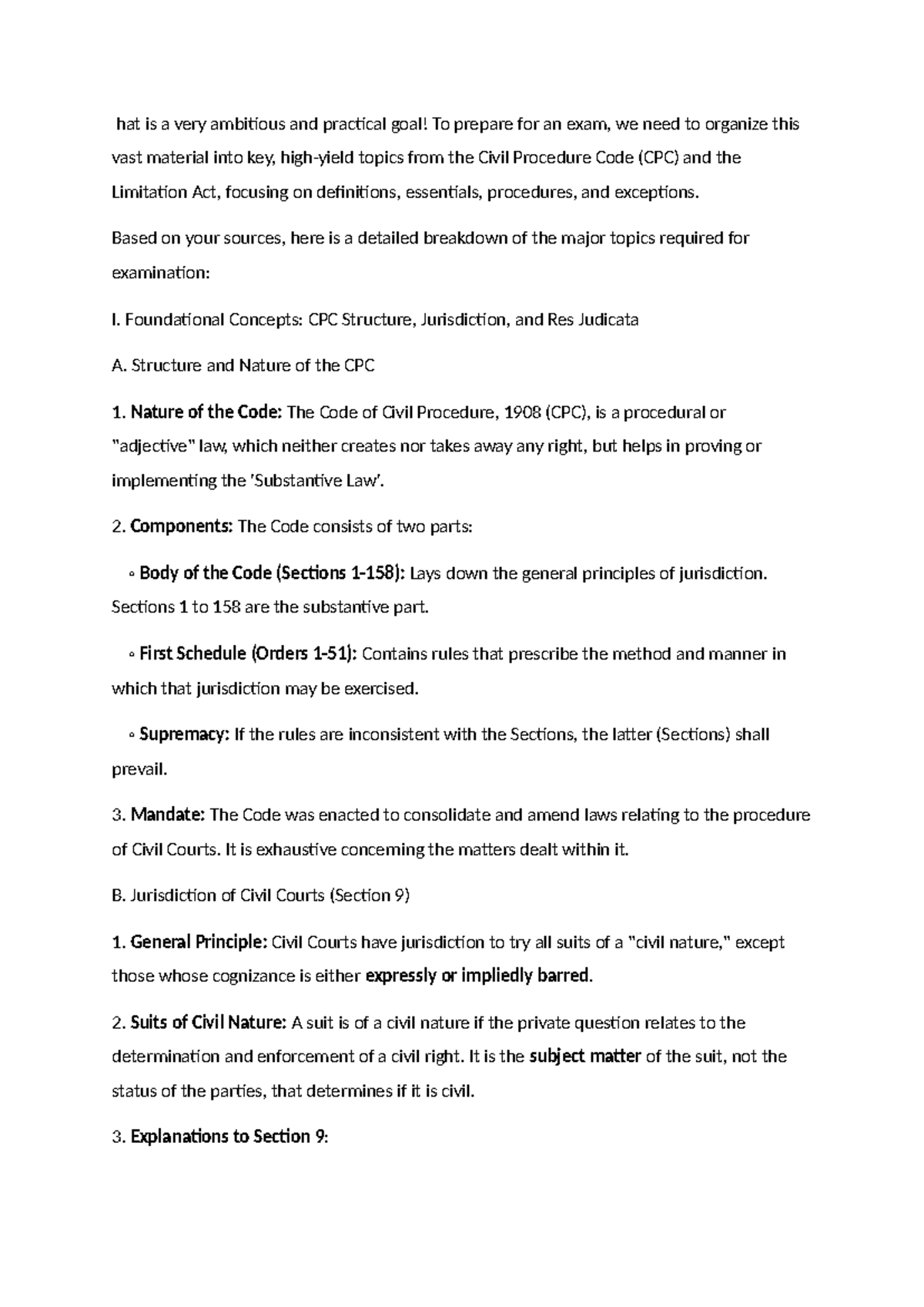 CPC 101: Comprehensive Notes on Civil Procedure Code for Exam Prep