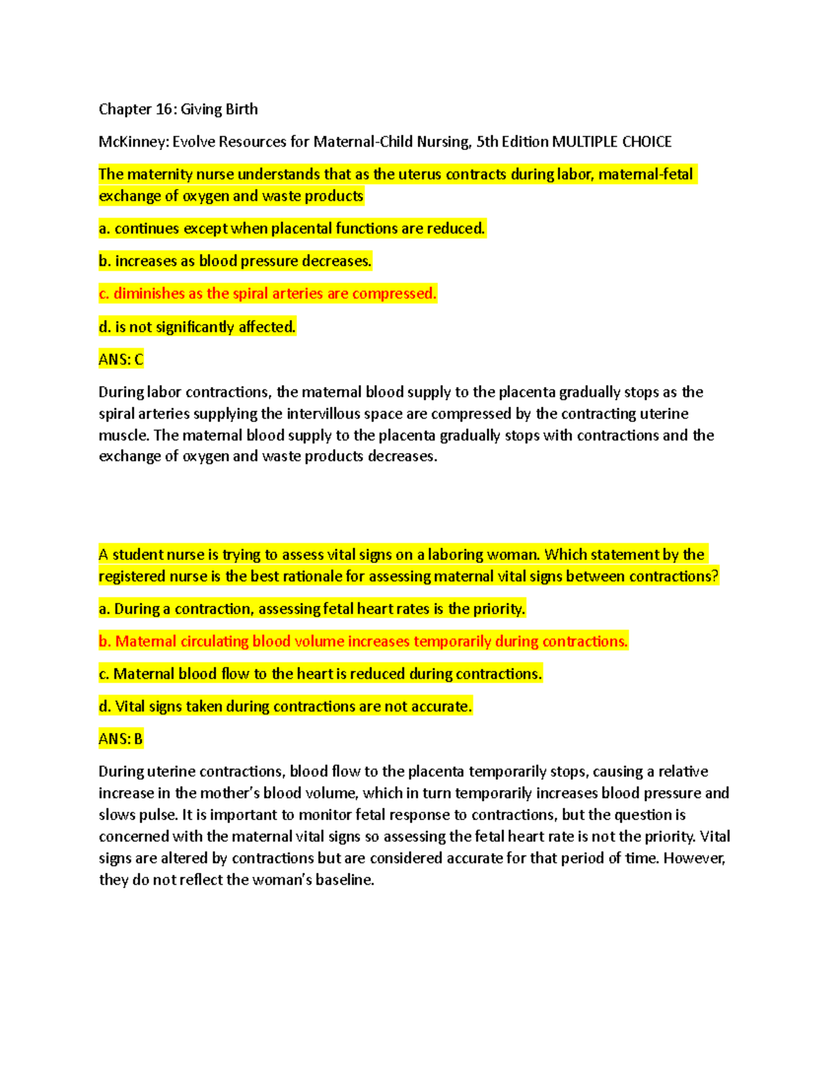 Maternal-Child Nursing: Chapter 16 - Understanding Giving Birth - Studocu