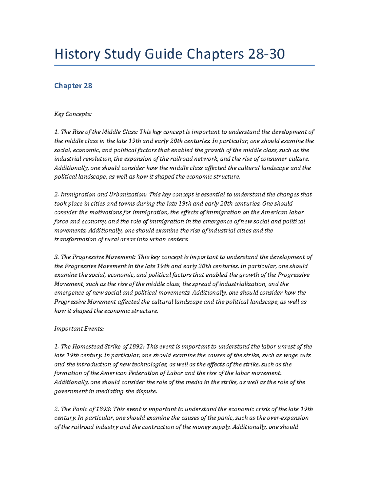 History Study Guide: Key Concepts & Events in Chapters 28-30 - Studocu