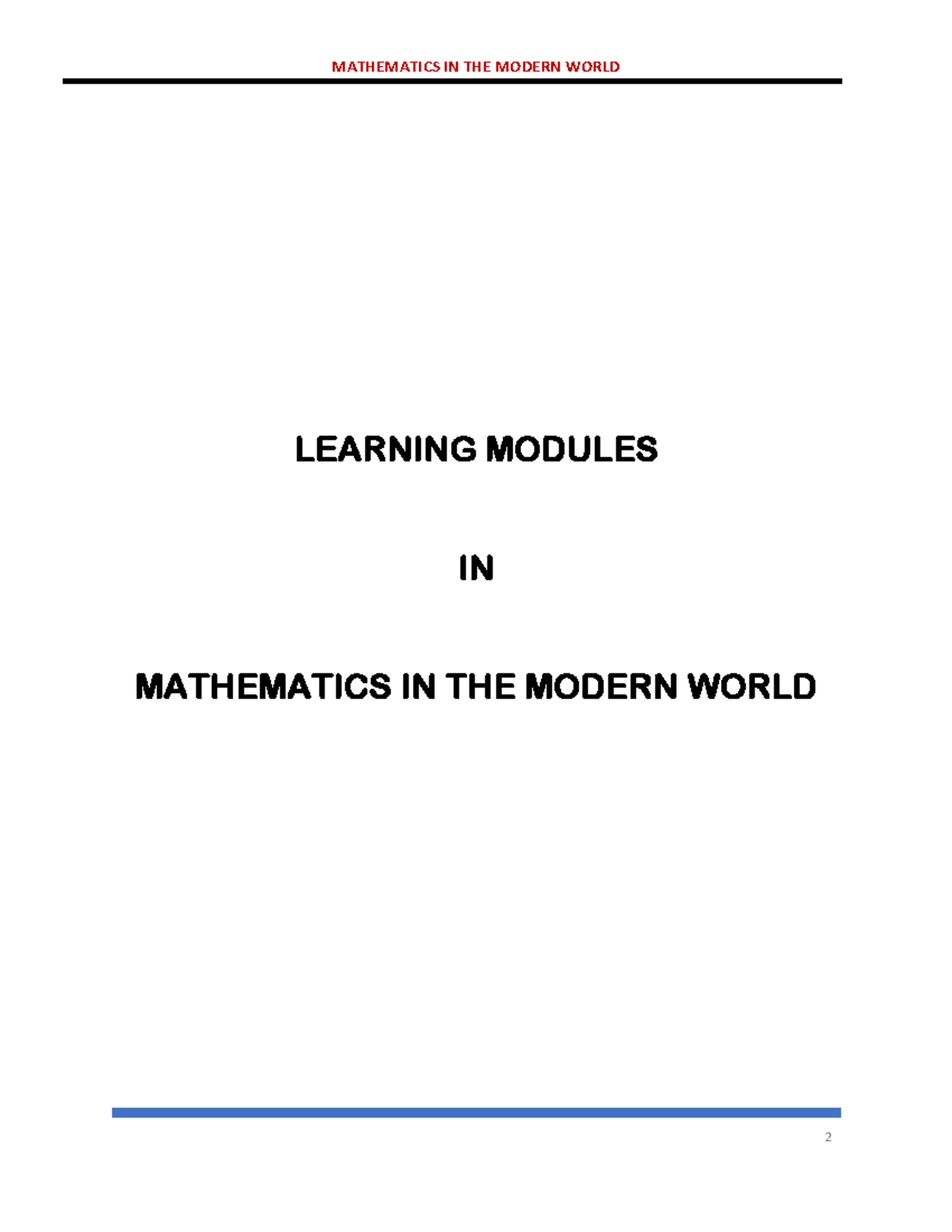 MMW 1 - Intro to Mathematics in the Modern World Notes - Studocu