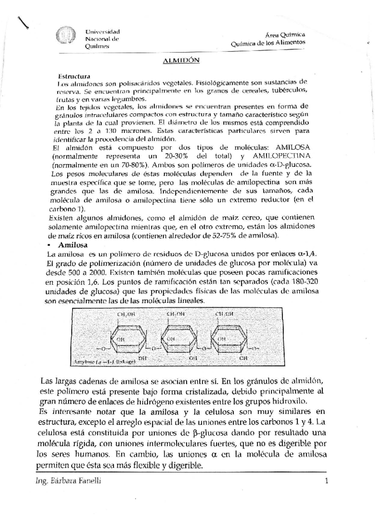 UNQUI Química de los Alimentos: Apuntes sobre Almidones y Estructura ...