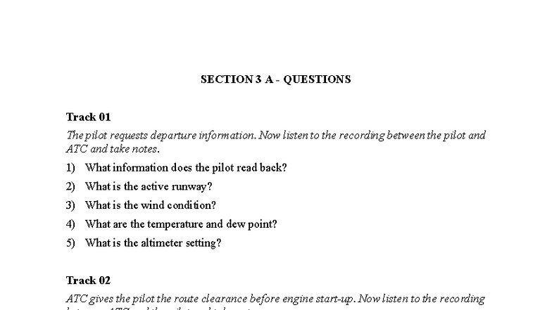 ATC Communication Scenarios: Questions & Notes for Pilots (Aviation 101 ...
