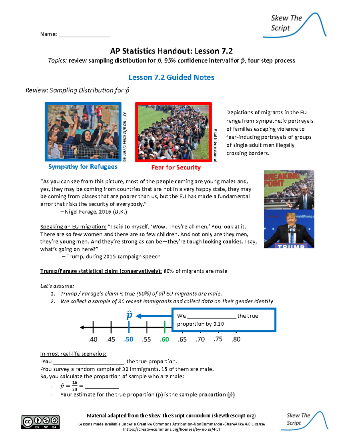 AP Statistics Lesson 7: Sampling Distribution & Confidence Intervals ...